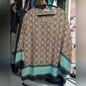 CB Established 1962 Women's Large Multi-colored Bohemian Pullover Tunic Top XL